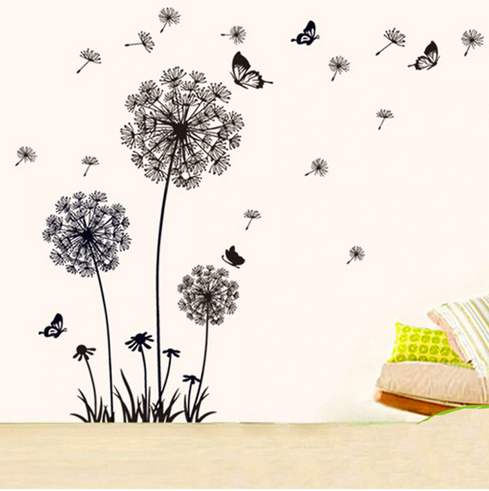 Autocollants muraux de fleurs et de papillons, beaux Stickers
