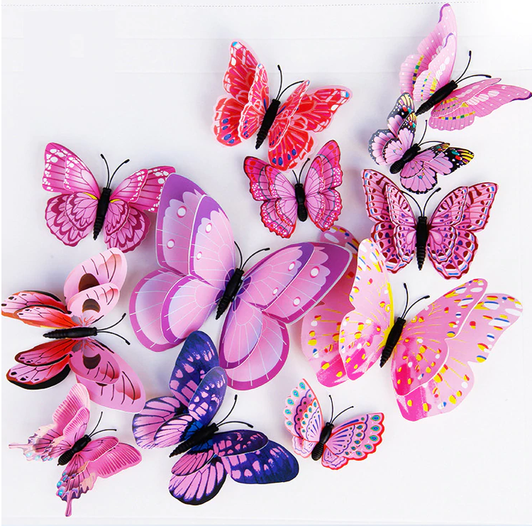 Arquiel Stickers Muraux Fleurs Papillon 3d Jardin Floral Sauvage  Autocollants Muraux Coin Mural Adulte Femmes Salon