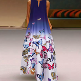 robe longue papillon bleu jean