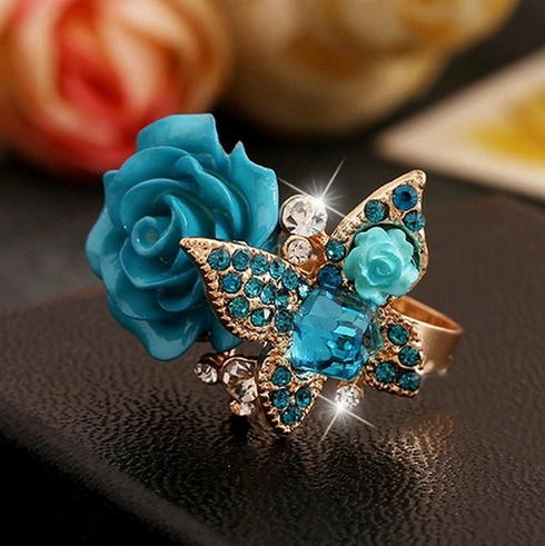 Bague Or Papillon Bleu Papillon Univers