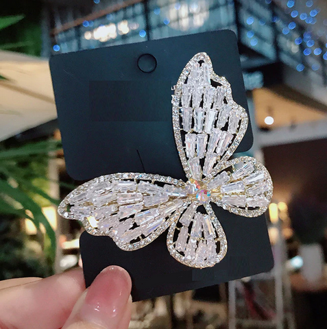 grosse barrette papillon cristal