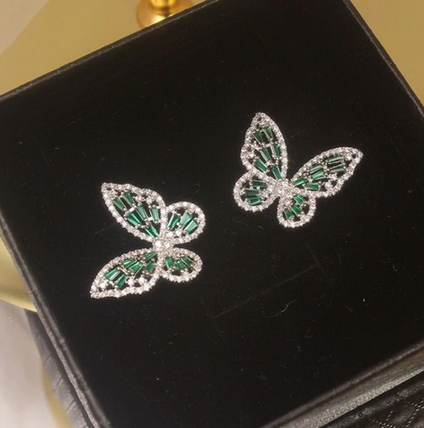 boucles d oreilles papillon faux diamant