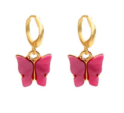 boucles d oreilles papillon rose