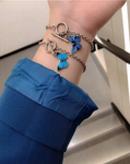 bracelet argent papillon bleu