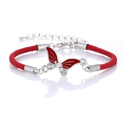 bracelet papillon rouge cordelette