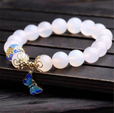 bracelet papillon perles blanches