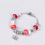 bracelet argent papillon perle rouge