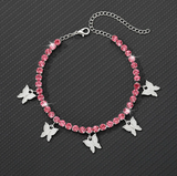 bracelet papillon cristal rose