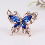broche papillon cristaux bleus