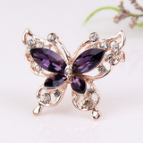 broche papillon en cristal violet