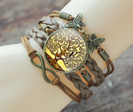 bracelet en cuir papillon arbre de vie