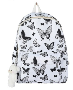 sac a dos papillons noir et blanc