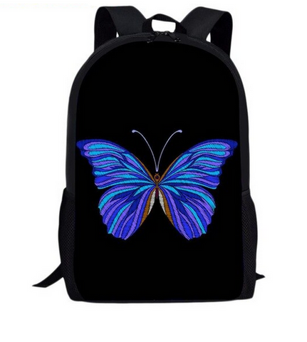 sac a dos noir papillon bleu