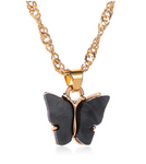 collier or papillon noir