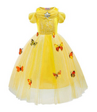 robe cendrillon avec papillon jaune et orange