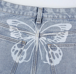 jean imprime papillon blanc