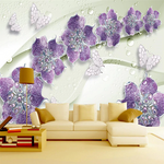 papier peint papillon fleurs violet