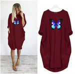 robe large courte papillon bordeaux