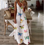 robe blanche longue avec papillons couleurs
