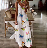 robe blanche longue avec papillons couleurs