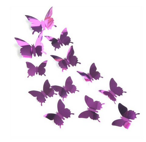 stickers muraux papillon miroir violet