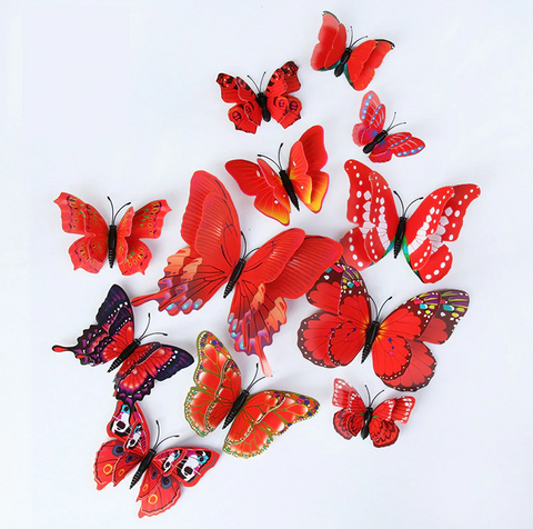 sticker mural papillon rouge