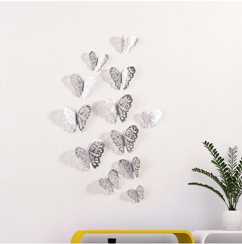 sticker mural papillon couleur argent