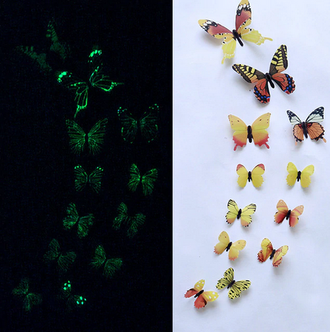 stickers muraux papillons phosphorescent