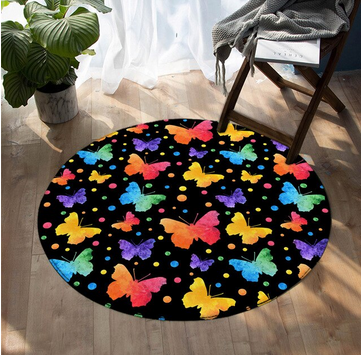 tapis rond papillons multicolores