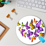 tapis de souris rond avec papillon multicolore