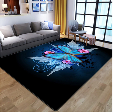 tapis papillon bleu